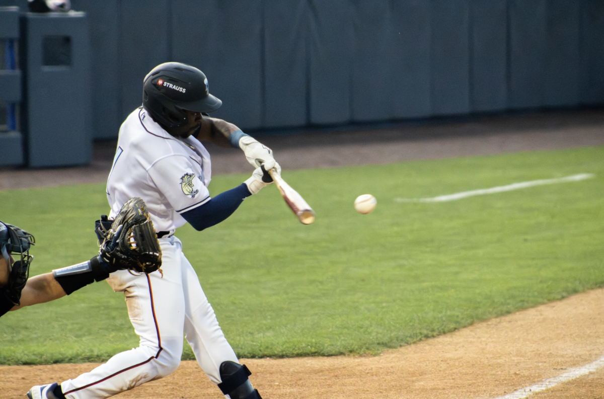 Johnathon Thomas swings at a pitch. Thomas recorded three hits in the loss. - Thursday, May 8, 2025. Photo via Hannah Capolingua